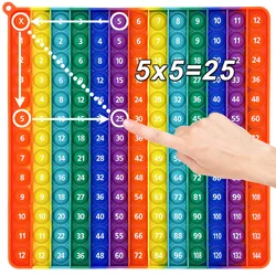 12x12 Multiplication Game Pop Toys, Math Learning Educational Toy Manipulatives for Kids Preschool Kindergarten Classroom, Push