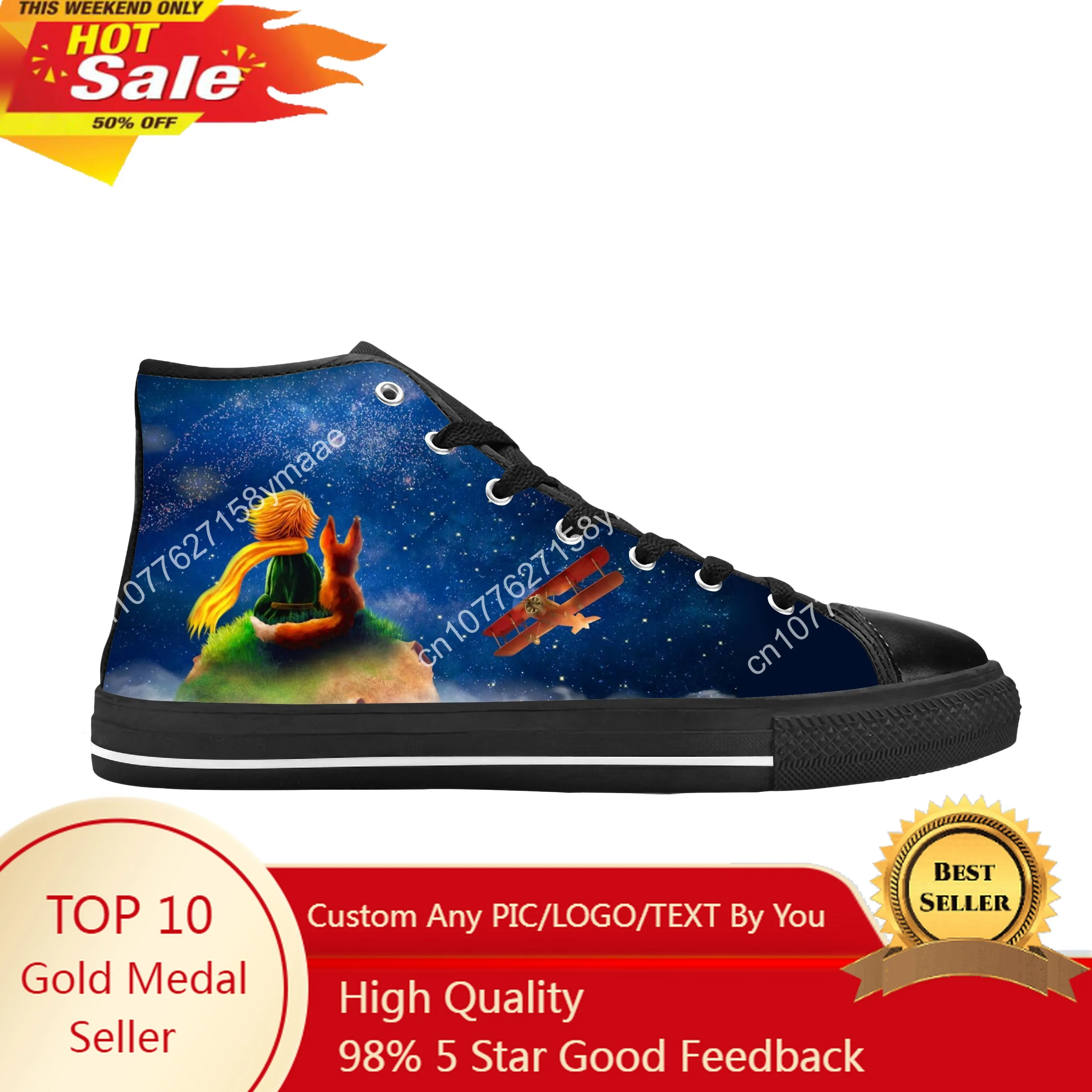 

Little Prince Anime Cartoon Manga Comic Cool Cute Casual Cloth Shoes High Top Comfortable Breathable 3D Print Men Women Sneakers