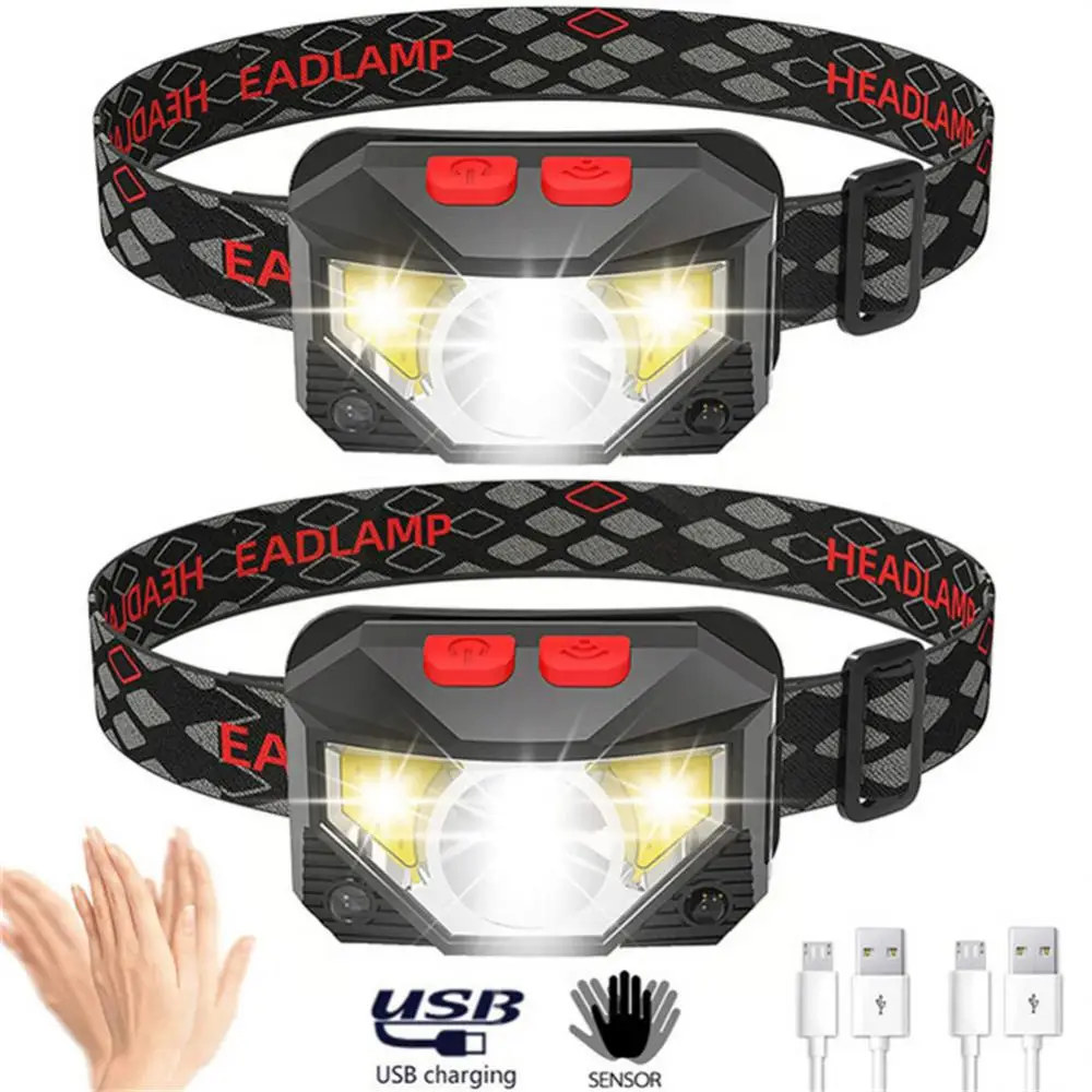 Description Picture 3 of item8 Modes Handfress Motion Sensor Powerful LED Headlight headlamp Head Lamp COB Flashlight head light For Camping, fishing