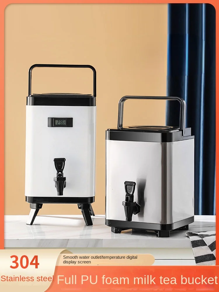 

Insulated Bucket Stainless Steel Cold Preservation Square Milk Tea Bucket Hot Water Tea Boiling Water Soybean Milk Barrel