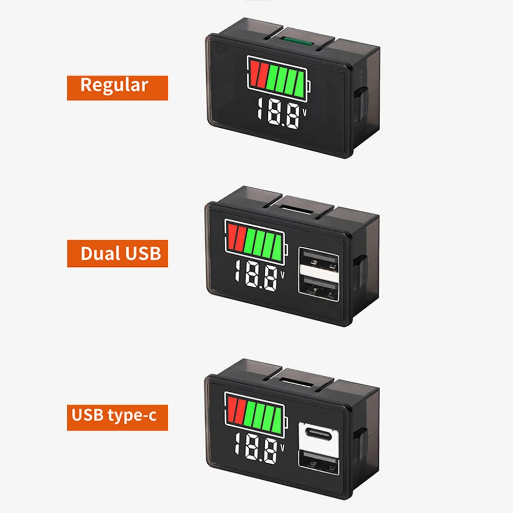 유형 C USB DC8-100V 4829 자동차 배터리 전압계 충전 수준 표시기 리..