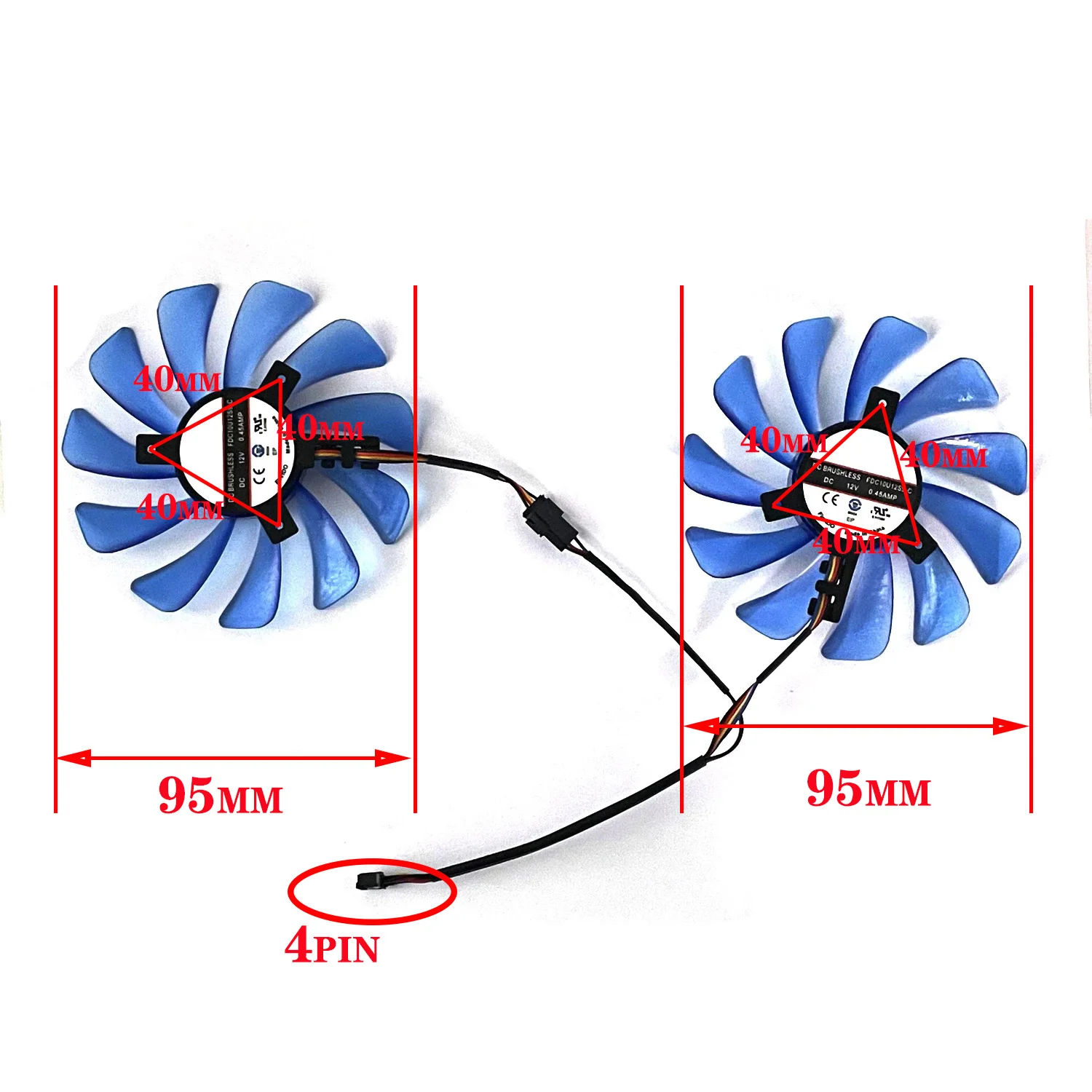 2PCS 95mm 4pin DC 12V 0.45A FDC10U12S9-C CF1010U12S RX580 Gpu Cooler For HIS RX 580 RX570/470/480 Graphics Card Fan