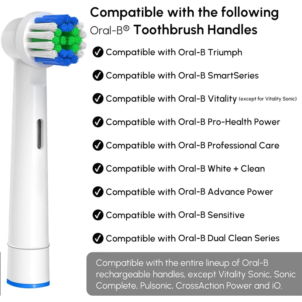 Compatible with Oral B Electric Toothbrush Replacement Brush Heads, Professional Toothbrush Head Refills for Pro and D Series