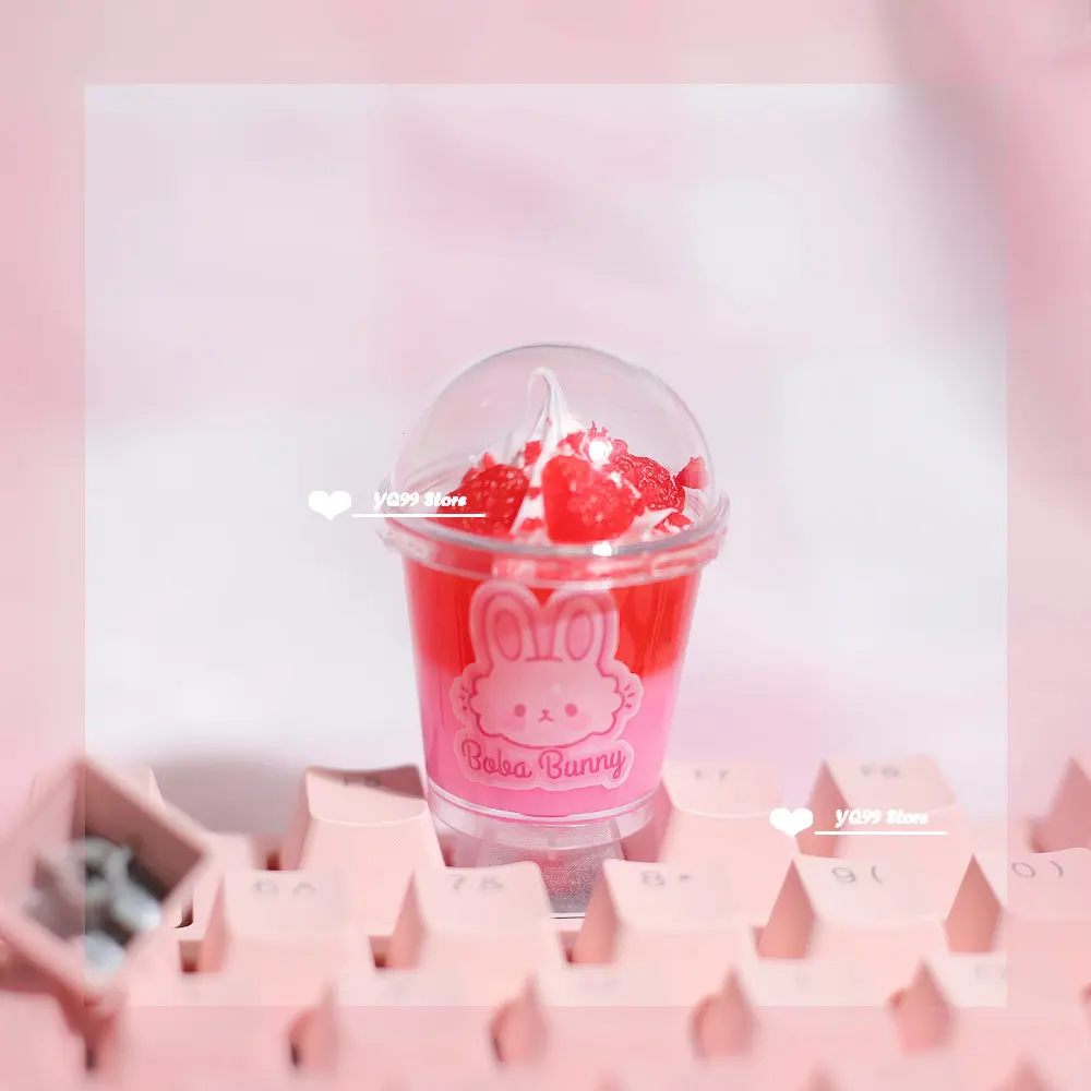 Personalizado Bonito Sobremesa Sorvete Copo Keycap Teclado Mecânico Tridimensional Kawaii Keycaps Menina Rosa r4 Keycap Peças - Imagem 4