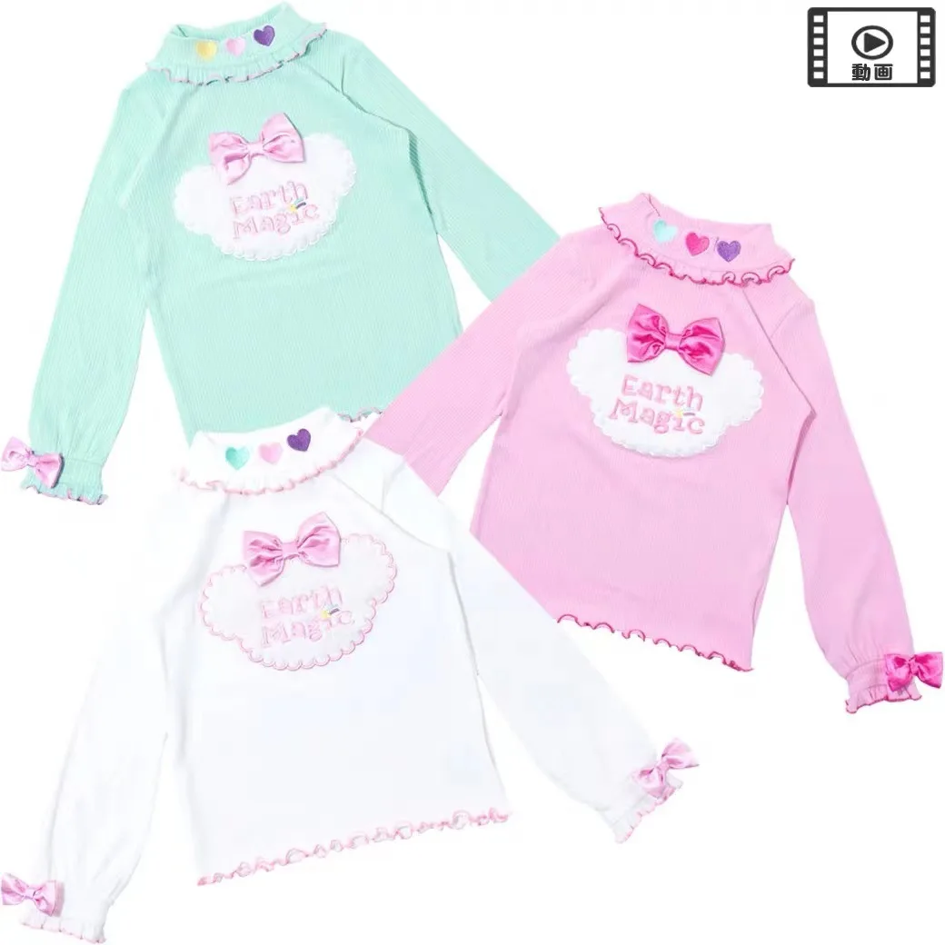 

Girls' Clothes Autumn and Winter 2023 Trendy Brand Children's Clothing EM Lace Collar Children's Long Sleeve Base Shirt T-shirt