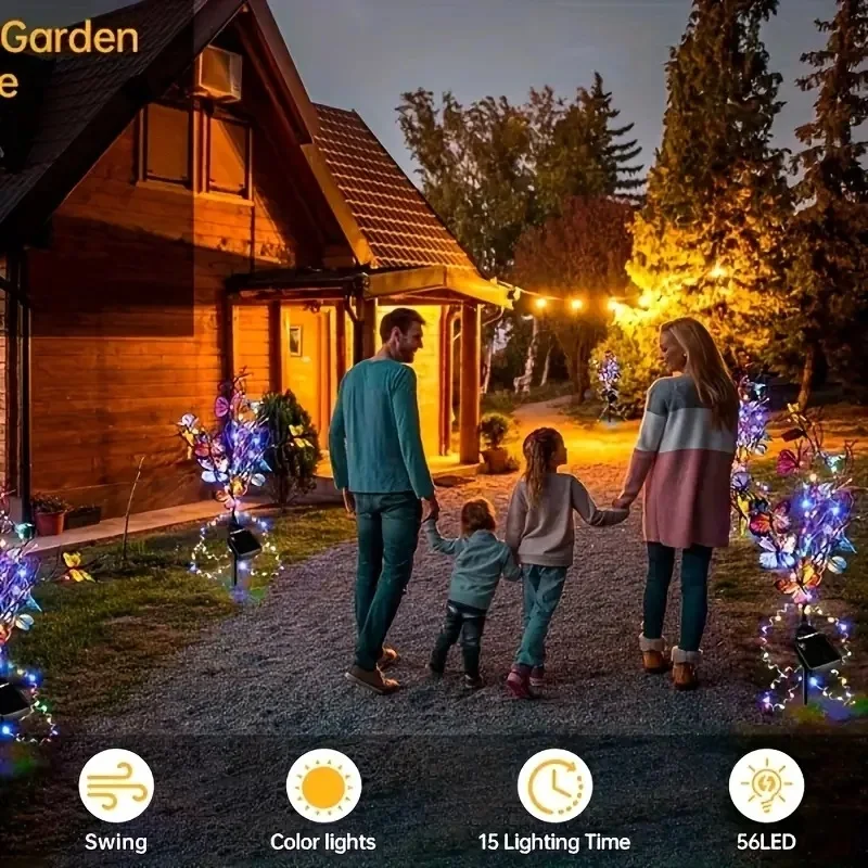 Description Picture 4 of item1pc Solar Butterfly Tree Lights Yard Outdoor Balcony Garden Waterproof Lawn Ground Insert Lights Festival Atmosphere Decor Lamps