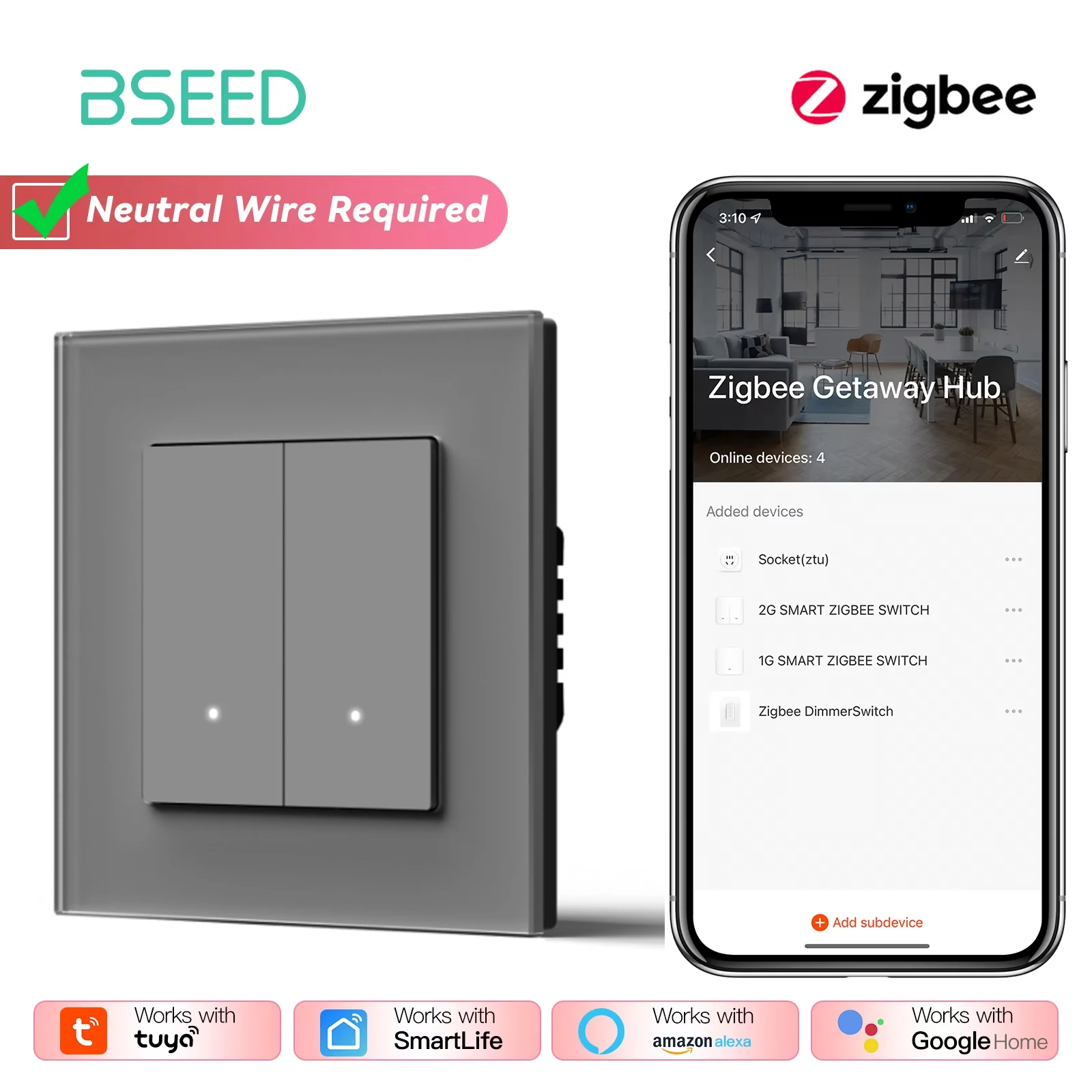 2Gang Grey Zigbee