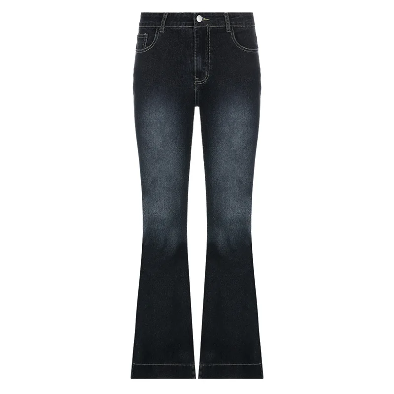 HOUZHOU Y2k Flare Jeans Women's Low Waist Trousers Vintage Aesthetic Denim Pants Female Bootcut Streetwear Casual Korean Fashion