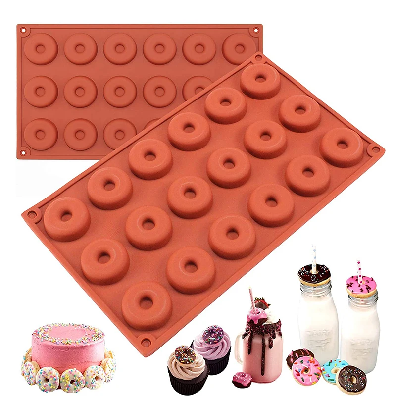 Donut silicone Gummy Mold Mini Donut Pan Ring Gummy Candy Mold for Chocolate  Jelly Ice Cube Pralines Caramels Ganache Snacks(with 4 Droppers)