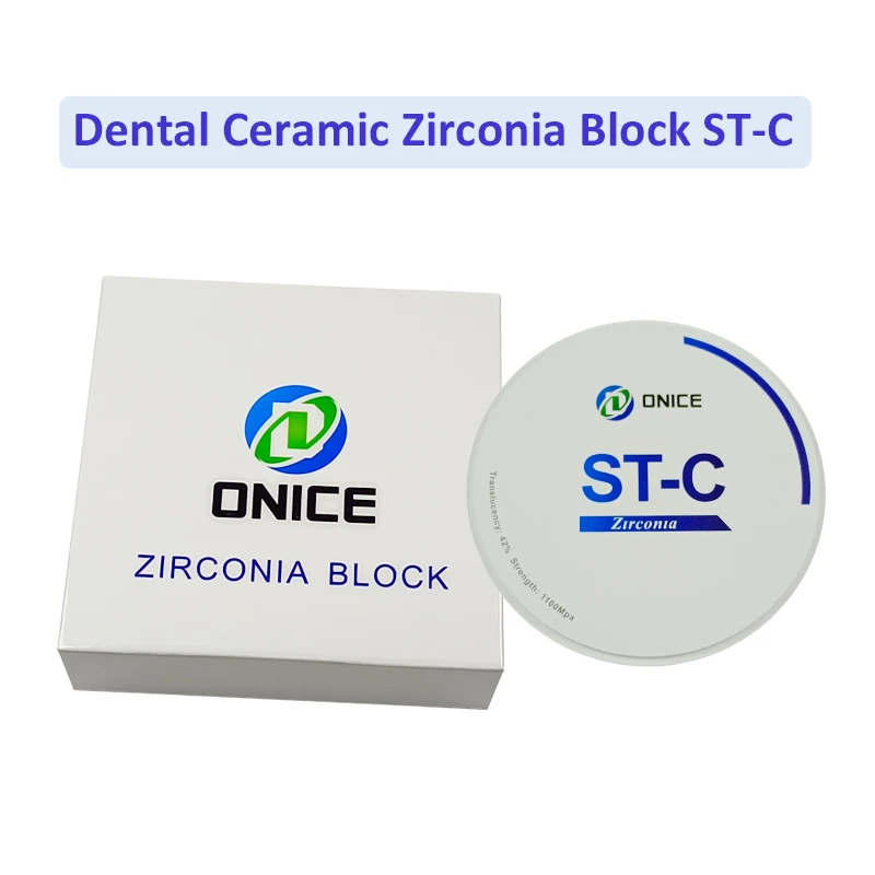 

ONICE Dental ST-C Zirconia Ceramic Blocks 98mm CAD/CAM Zirconia Block 1100mPa and 42% Translucency Zirconia Discs for Dental Lab