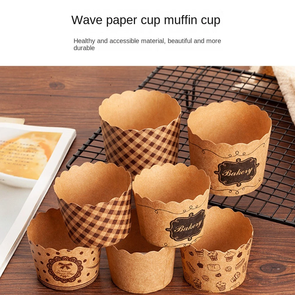 Medium Muffin Cups Cake Liner Paper Cups Kraft Paper Packing Box Wedding Party Decoration Cake Mold Baking