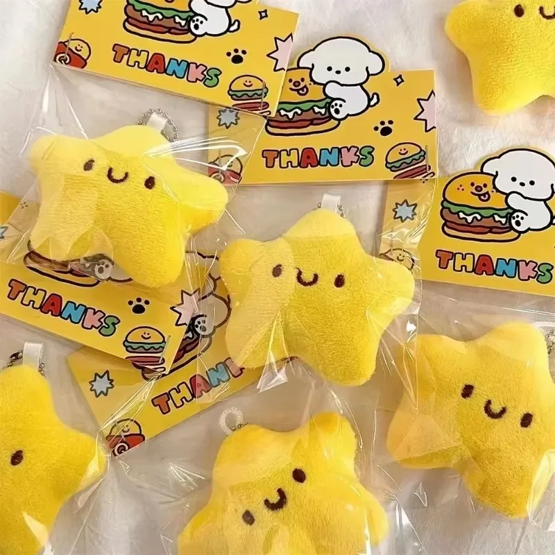 Cute Stars Plush Toy Keychain Girls Fluffy Backpack Bag Pendant Practical Mini Keychain Charms Gifts