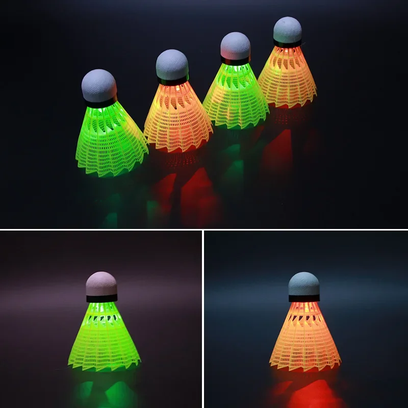 Leket LED Switchable Goose Feather Badminton Shuttlecock Night Glow Nylon Training Birdie Resistant to Beaten Sports Entertainme