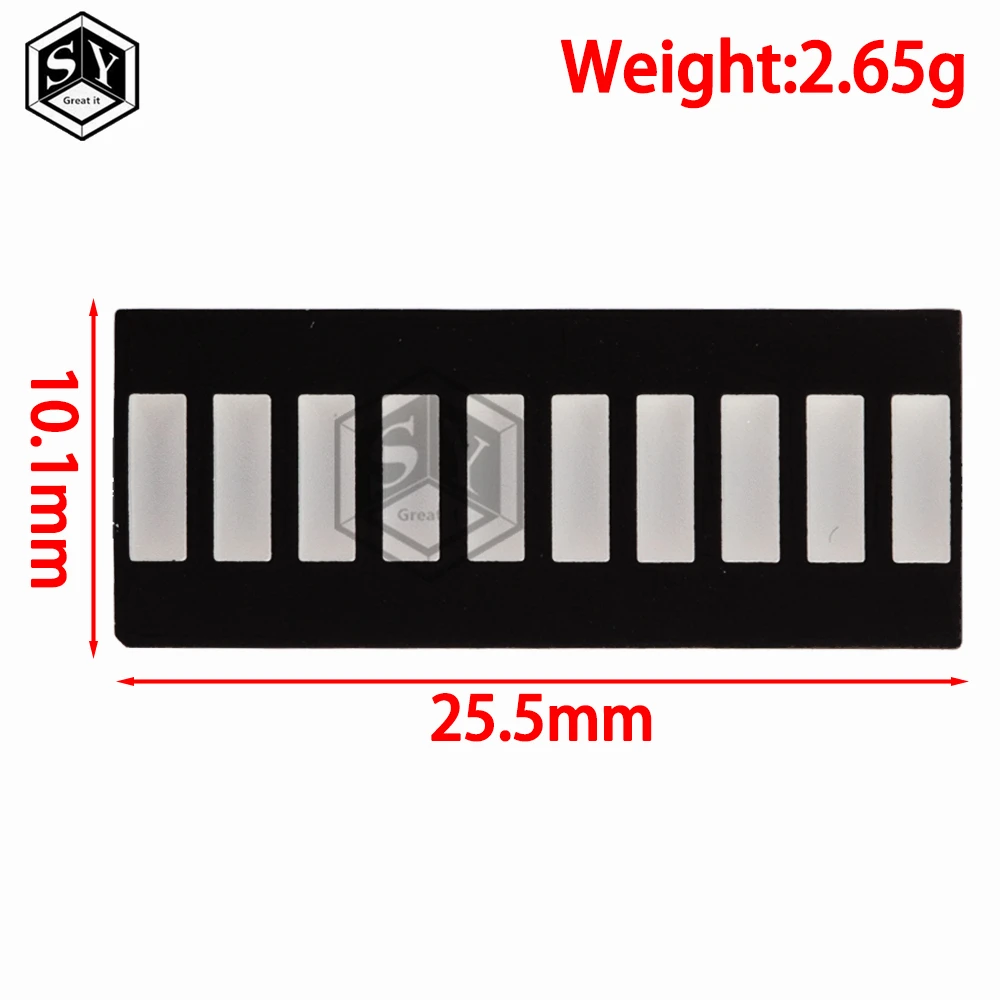 10 grid digital segment LED light bar 2 red+3 yellow+4 green+1 blue light flat tube B10BRYGB super bright