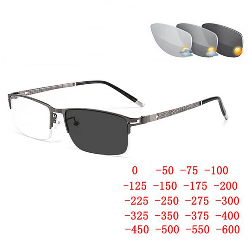 

Half Frame Chameleon Nearsighted Glasses Women Men Goggles Resin Lenses Prescription Eyeglasses Diopter 0 -0.5 -0.75 To -6.0