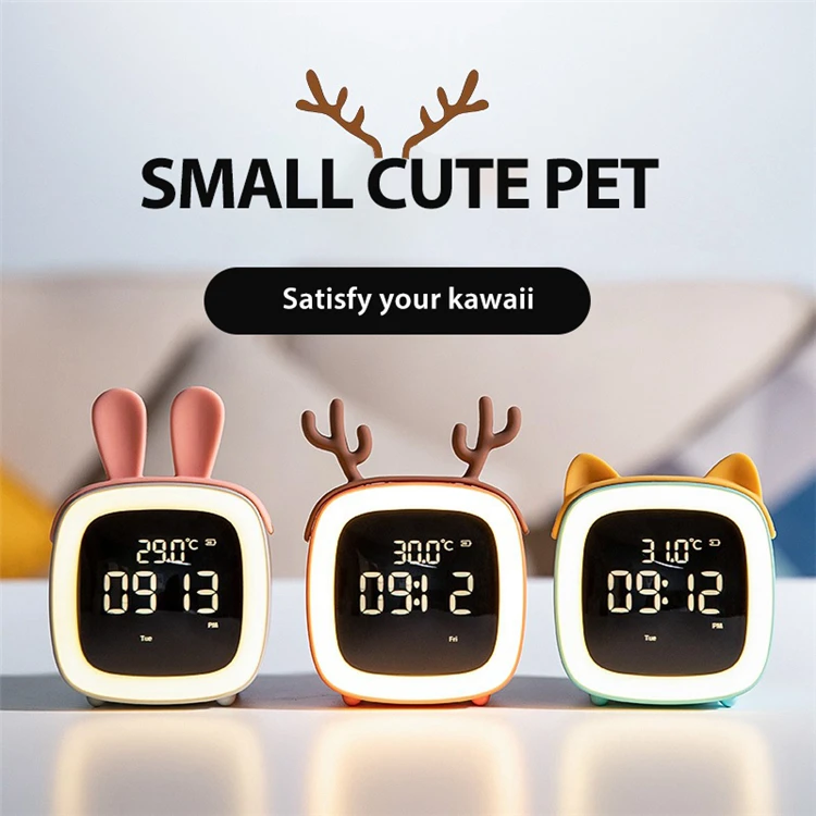 창의적인 LED 야간 조명, 온도계, 침실용 알람 시계, 침실 선물, USB 충전식 디지털 시계, 5가지 스타일