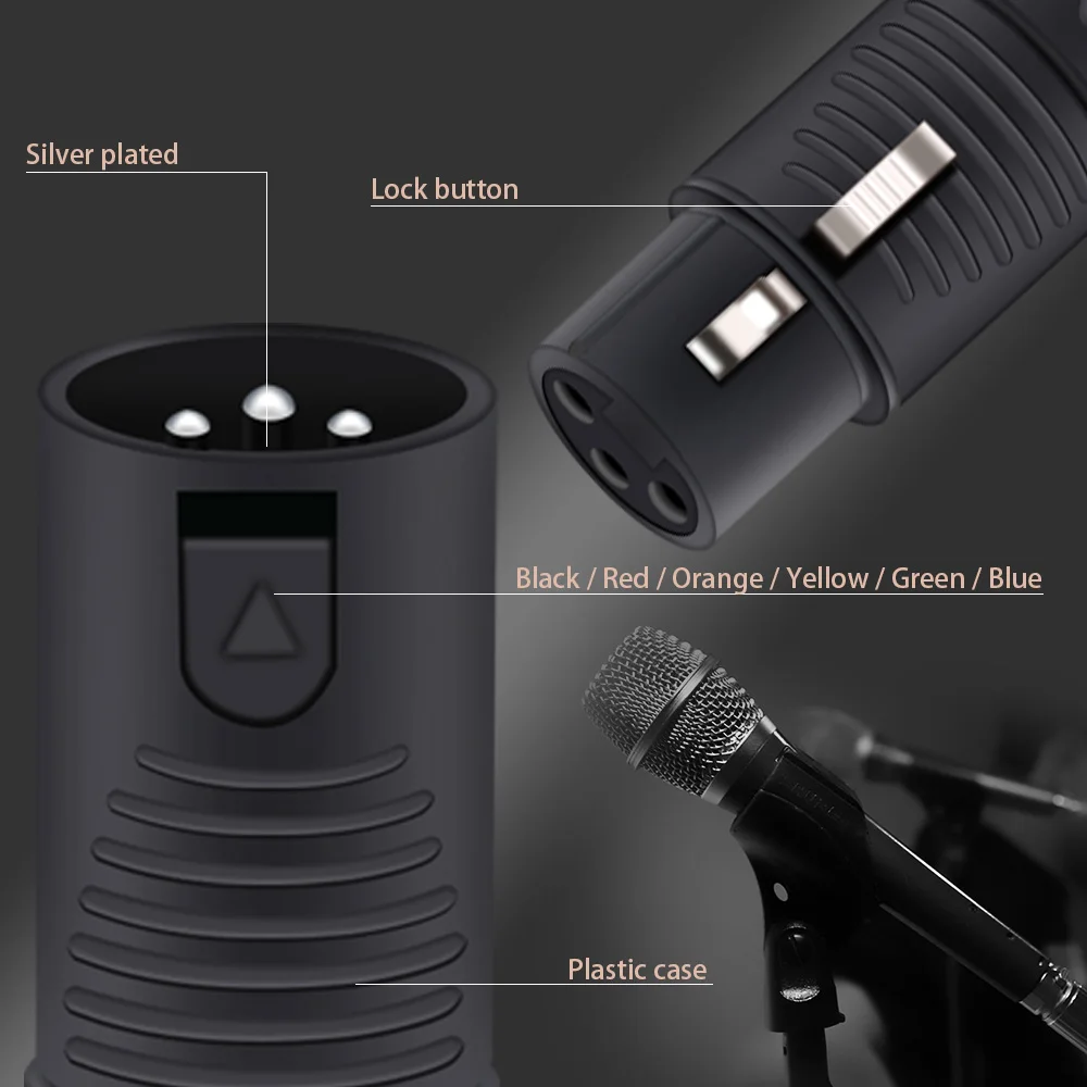 3pin xlr fio conector macho amp femea 02