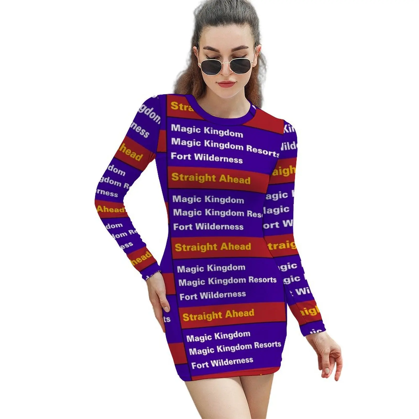 

Happiest Street Sign Magic Kingdom Long-Sleeved Sheath Dress prom dress women dress