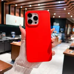 Luxurious Silicone Soft Bumper Shockproof Back Cover in Solid Color - iPhone 16 (Red)