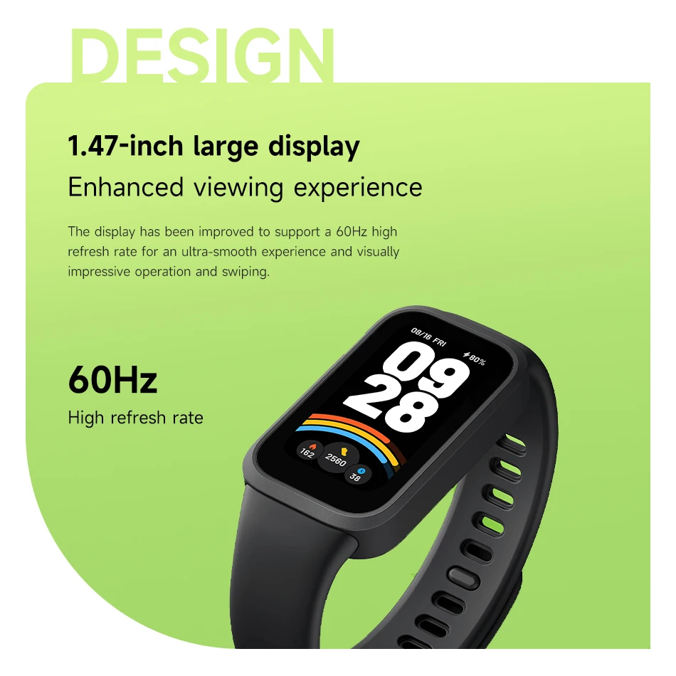 Smart Bracelet Global Version Xiaomi Smart Band 9 Active 1.47'' Display 18 Days Battery Life Health Monitoring 5ATM Sports Bracelet Mi Fitness smart bracelet