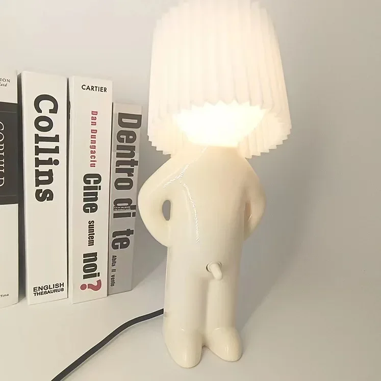 

Claeted Naughty Boy Creative Table Lamp Unique LED Pleats Reading Lighting Bedroom Bedside Night Light Children's Gift