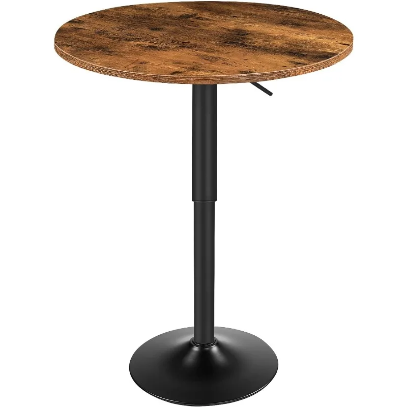 HOOBRO Bar Table, Height-Adjustable Round Pub Table 27-35.4 Inches, Cocktail Table with Sturdy Base, Modern Style, Easy 20 x 48 adjustable height pvc top black table home bar furniture table haute