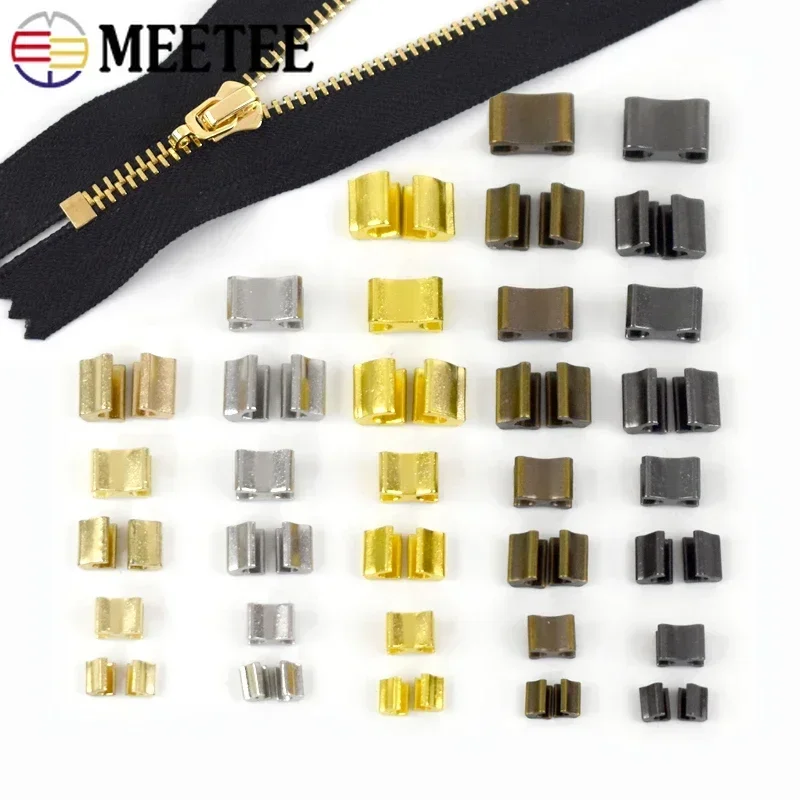 20Set Tappo Con Cerniera In Metallo A Forma Di U 3 #5 #8 #10 # Lucchetto Con Estremità Antiscivolo Top Stop Bottom Rescue Zip Repair Kit Accessori Per