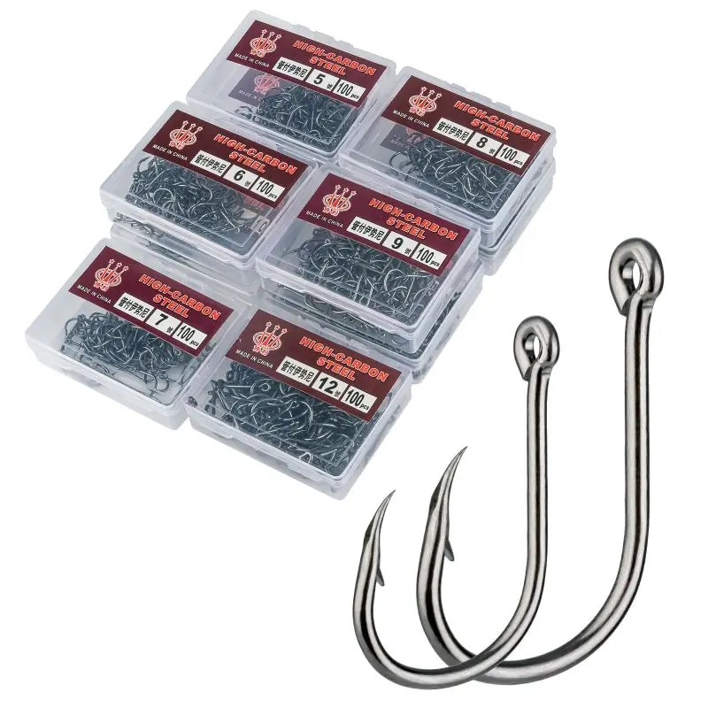 Lot De 100 Hameçons Pêche – Acier Carbone – Piquant, Ardillon – Tailles 3 à 12