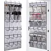 24 Pockets Wall Storage Bag Clear View Pocket Hanging Shoe Organiser Rack Behind Doors with 4 Metal Hooks Shoes Rack Storage Bag 1