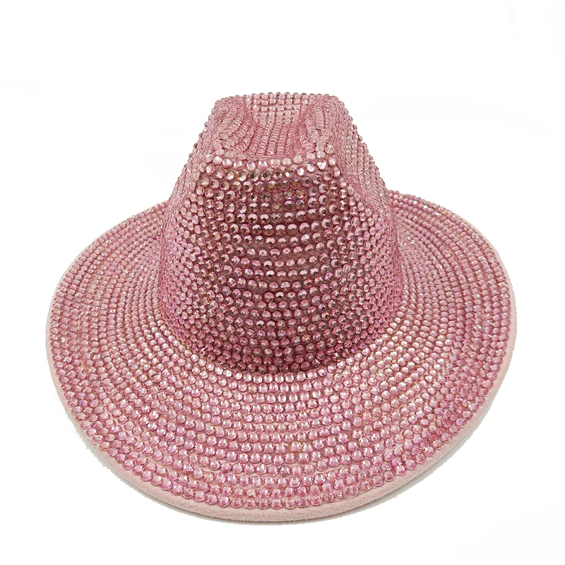 

2023 color rhinestone fedora hat new flat-top adjustable unisex fedora hat monochrome jazz hat winter hat кепка мужская