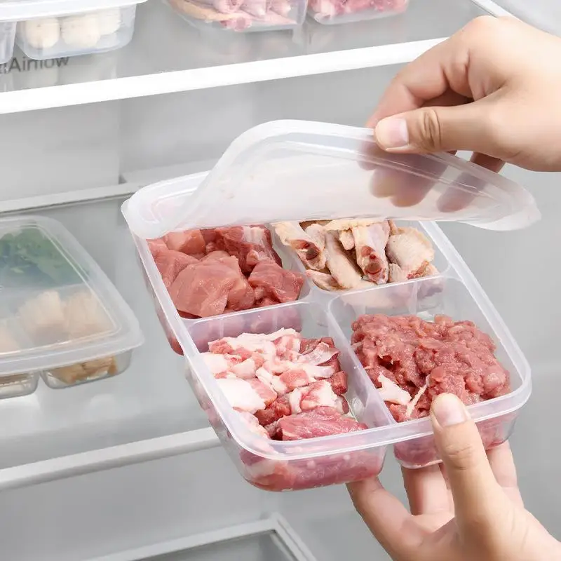 

Refrigerator Food Container Storage Box With Lid Kitchen Vegetables Fruit Meat Sealed Fresh-keeping Box Reusable Crisper