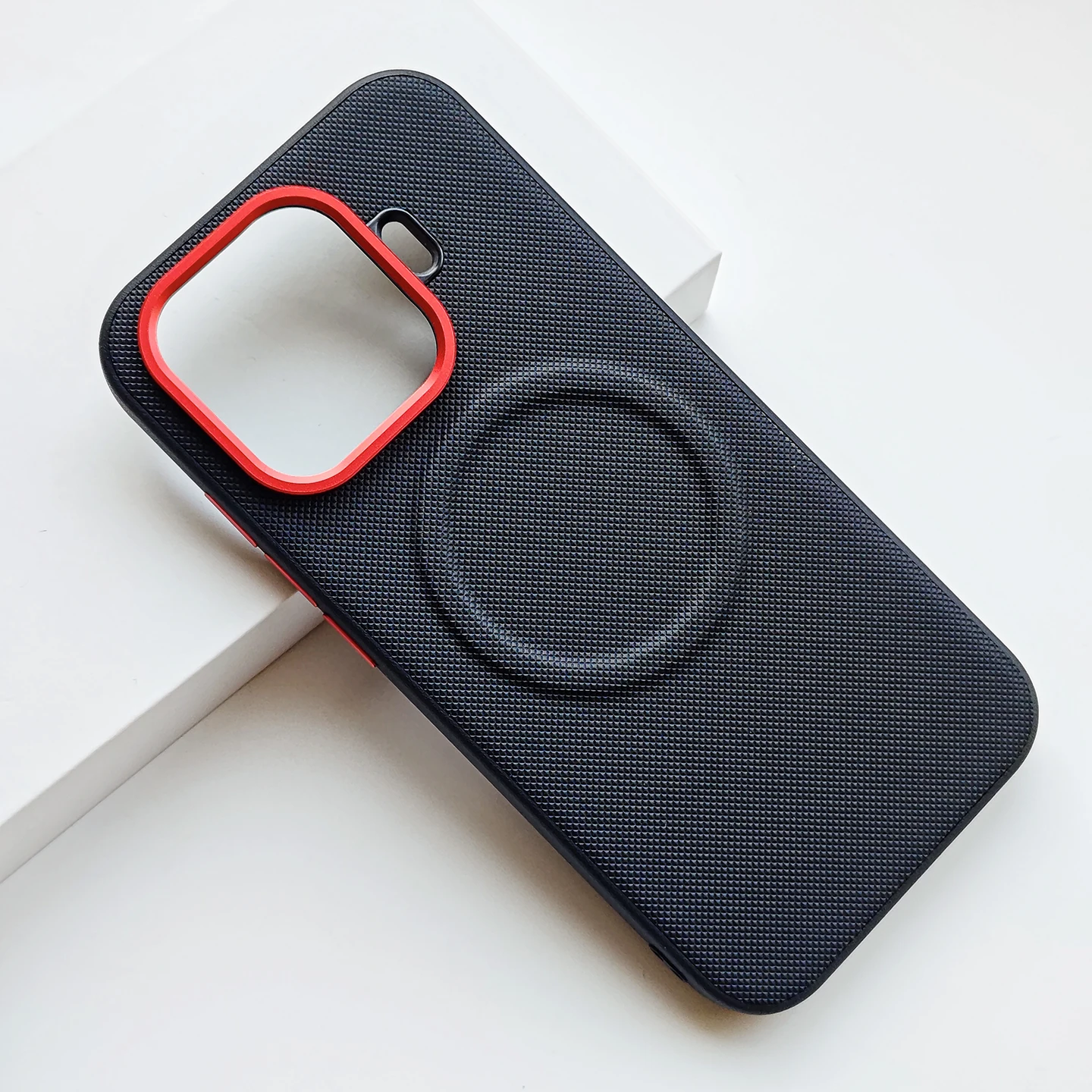 Magnetic Red Leather Shockproof Protective Case with Lens Protection