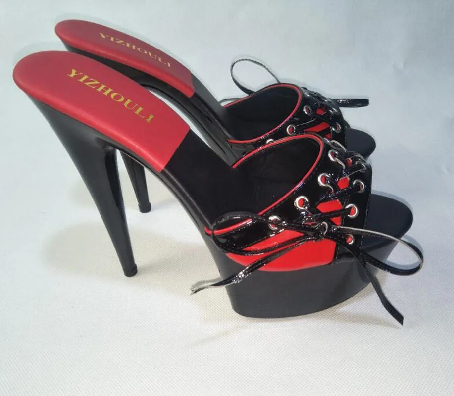 New For Women 6 Inch High Heel Heels Fashion Strappy, Platform Black Women's Sexy 15cm dance shoes