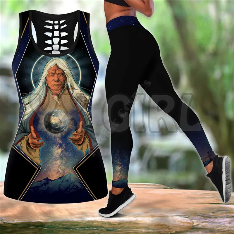 The Earth - Native Yoga Set 3D All Over Printed Tank Top+Legging Combo Outfit Yoga Fitness Legging Women edible mushroom pattern yoga set 3d all over printed tank top legging combo outfit yoga fitness legging women