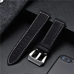 Classic Vintage Matte Leather Watchband - Fashionable Universal Replacement Strap - 22mm (Black)