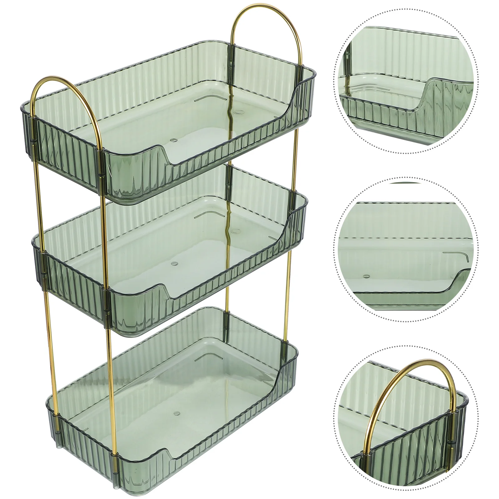 

Three Tier Shelf Desk Toiletry Organizer Storage Dresser Rack Office Countertop Vanity Transparent Bathroom Tiered