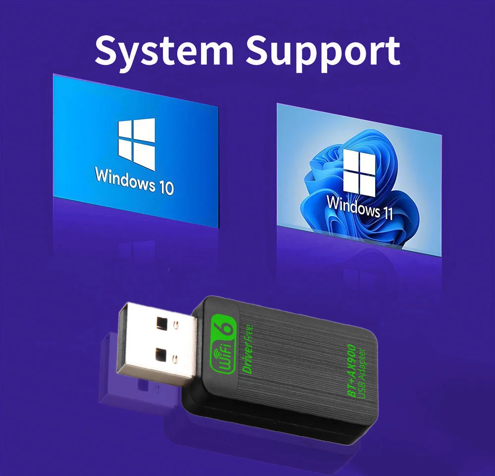 900Mbps WiFi 6 Bluetooth 5.4 Adapter 2in1 Dongle Dual Band 2.4G/5Ghz Wireless Network Card For Laptop PC Win 10/11 DRIVER FREE