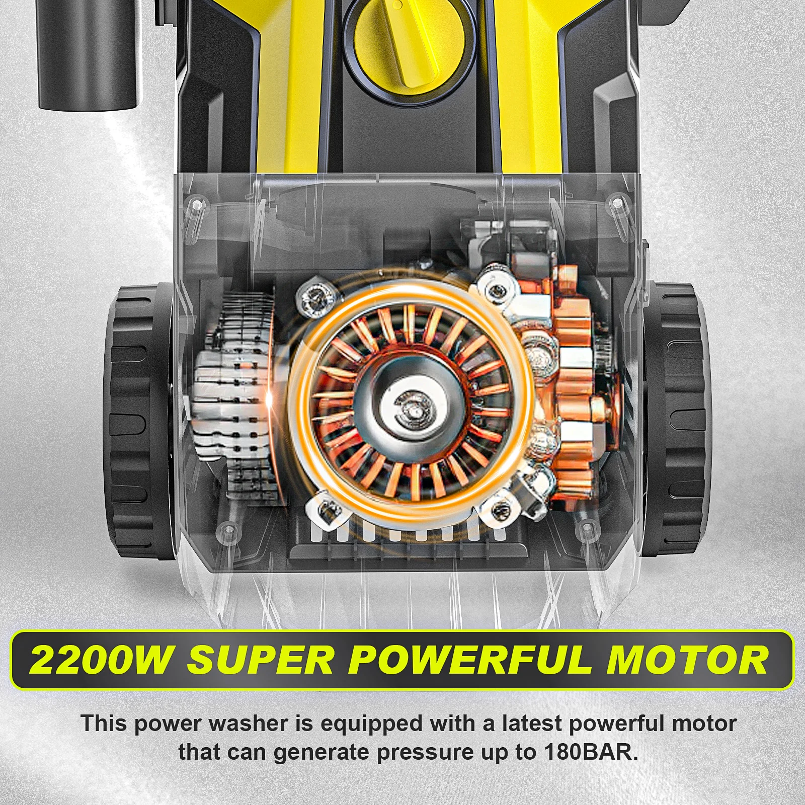 Gisam 2200W Electric Pressure Washer with Spray Gun and 180° Adjustable Nozzle - Image 5