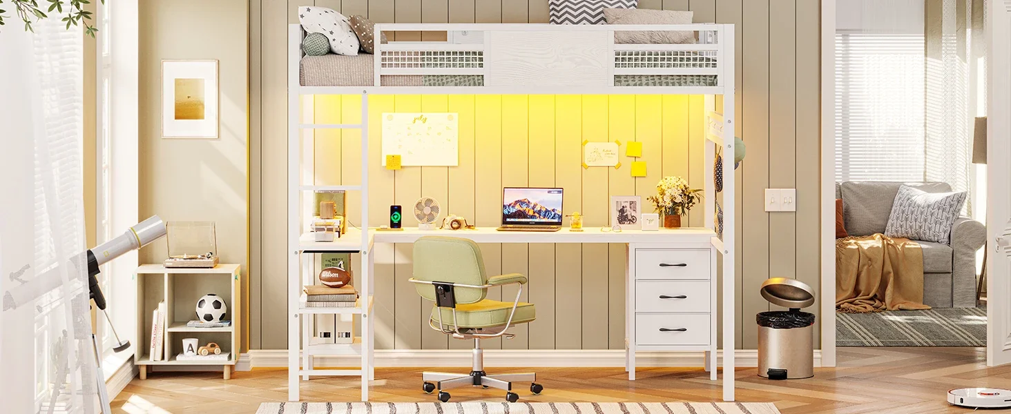 twin loft bed with desk