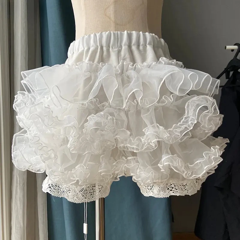 

Милые безопасные Короткие штаны в стиле "Лолита", Японские Женские готические сетчатые пушистые шорты Y2k, подъюбник, трусы для девочек, принцессы JK, шаровары