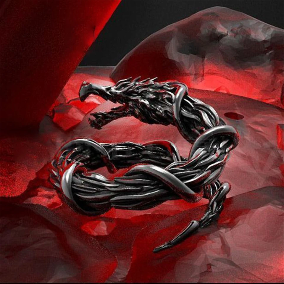 2pc Vintage Angel Bat Wing Demon Eye Hip Hop Adjustable Couples Rings For Men Women Retro Silver Color Jewelry Party Daily couples rings