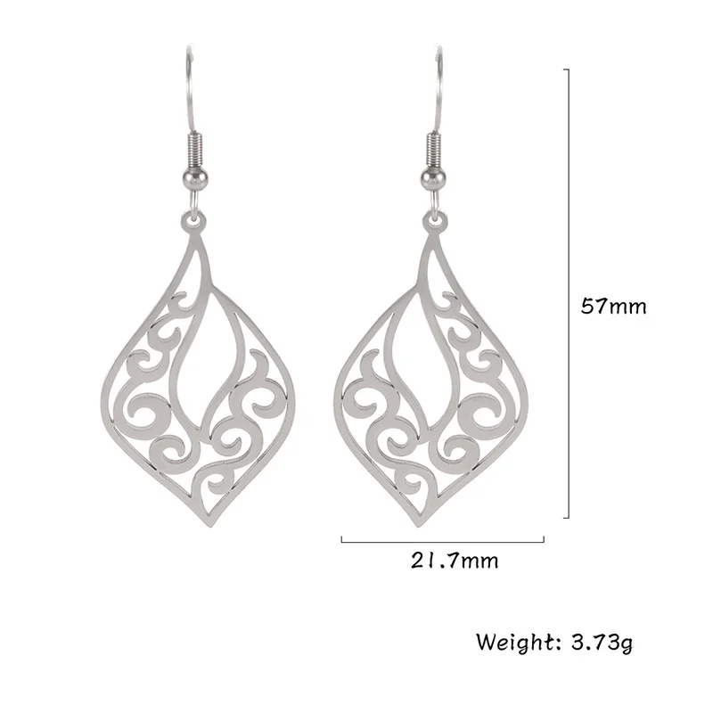 Böhmen Vintage Schnitzen Rattan Blume Antike Silber Farbe Tropfen Baumeln Ohrring Für Frauen Mädchen Hohl Unregelmäßige Geometrische Schmuck – Detail 10