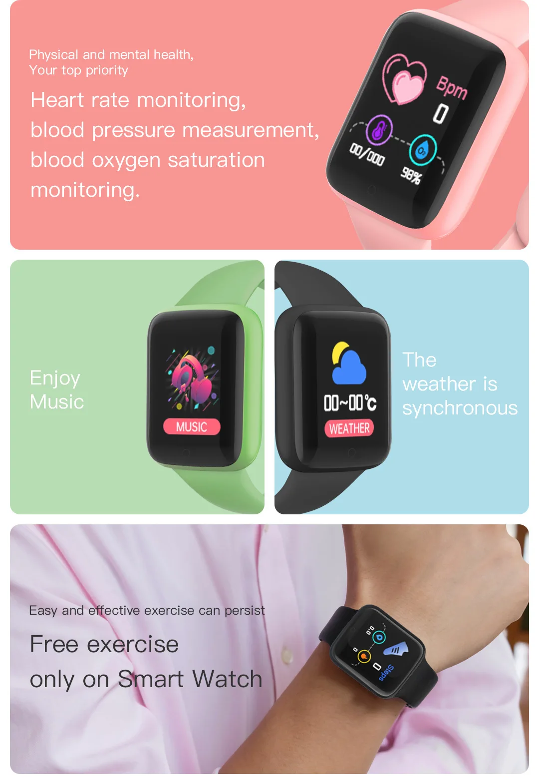 Smart Watches for Men Children Smartwatch for Girls Boys Men Women Sport Heart Rate Blood Pressure Bracelet Kids Watch for 8-18 2