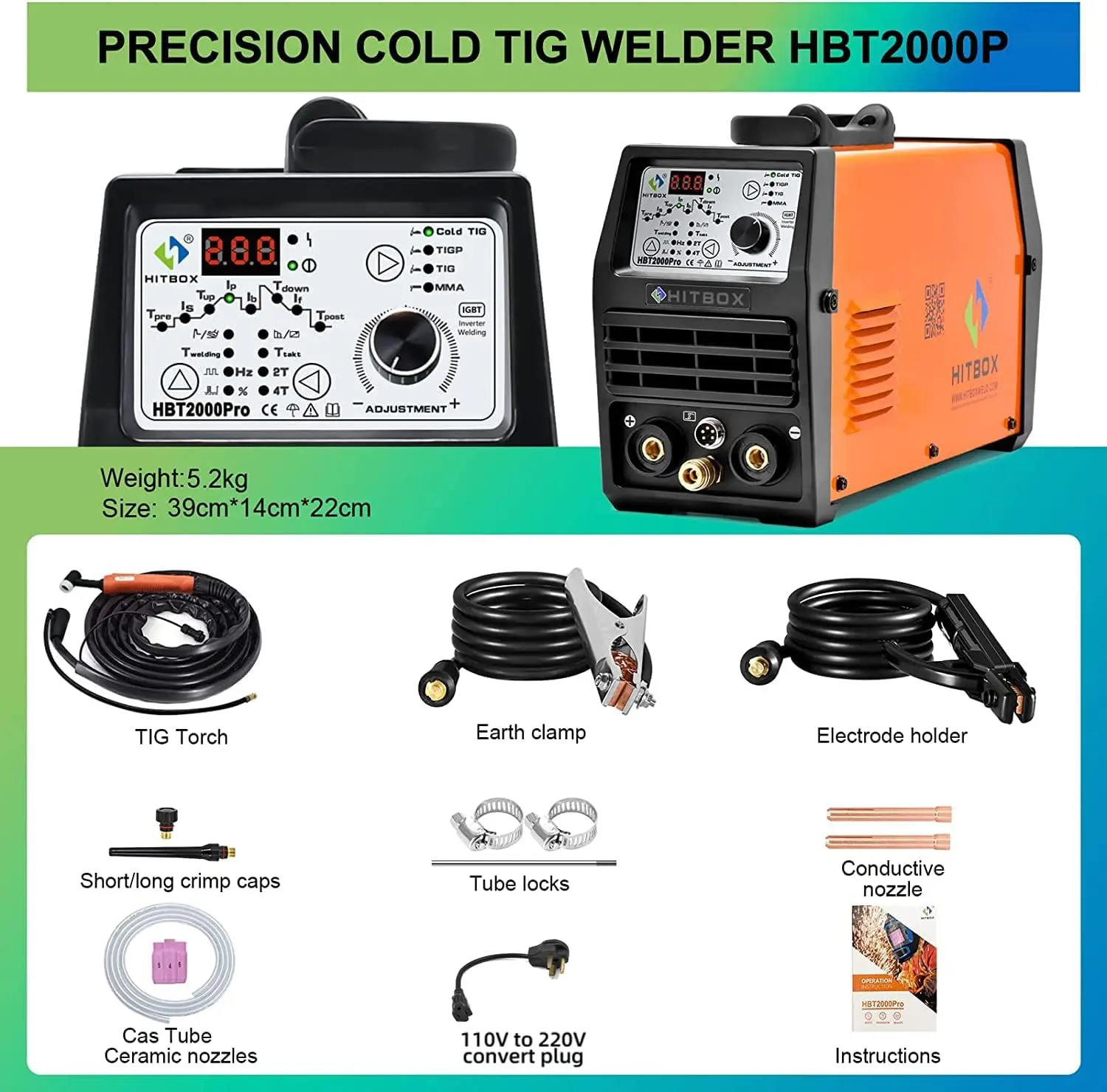HITBOX TIG COLD Welding Machine HBT2000P Multifunctional TIG CLEAN MMA Welding DC Inverter TIG Welder Single Phase 220V 6