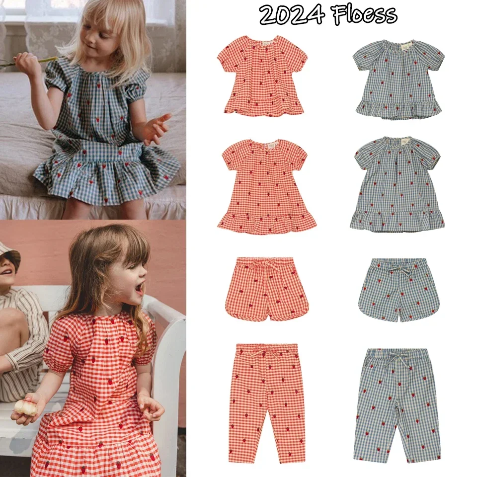 Summer Girl Clothes Dresses Girls Party Dress Children Short Sleeves Cotton Toddler Baby Dress Kids Girls Clothes Floess