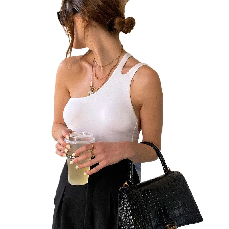 

European And American Women's Summer New 2023 One Shoulder Slim Fit Large Open Back Sleeveless Jumpsuit