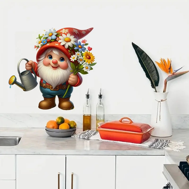 Cute Garden Gnome Sticker Water-proof Home Wall Decal Used for Wall, Bathroom, Cabinet, Door,Toilet, Car, Laptop wall stickers toilet stickers 1pc