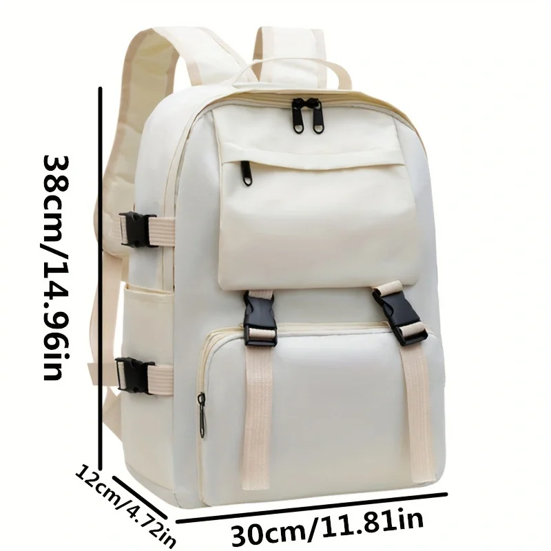 Preppy Students Backpack Large Capacity Button Travel Bag Solid Simple Harajuku Chic Fashion Retro Unisex children backpack students backpack 1PC