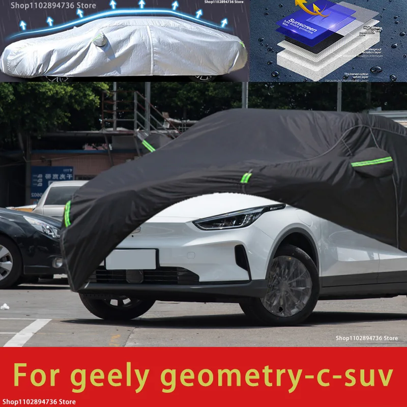 

For Geely Geometry C Fit Outdoor Protection Full Car Covers Snow Cover Sunshade Waterproof Dustproof Exterior black car cover