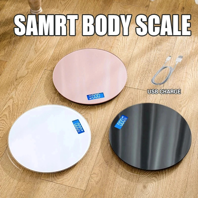 Round Electronic LED Digital Display Weight Floor Smart Balance Body Home Bathroom Scale_voghion.com
